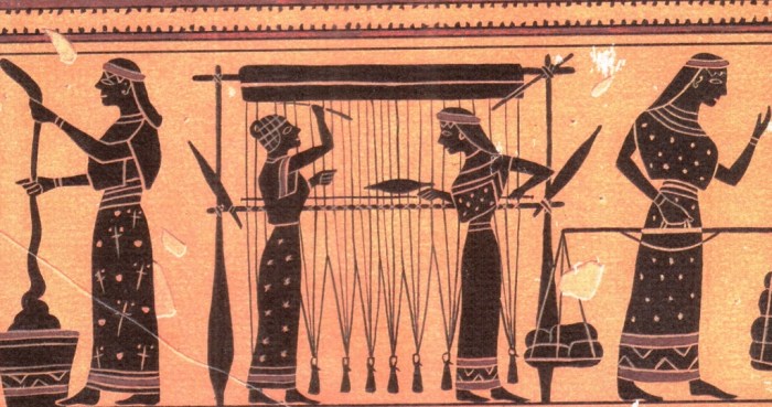 Athena weaving contest arachne between