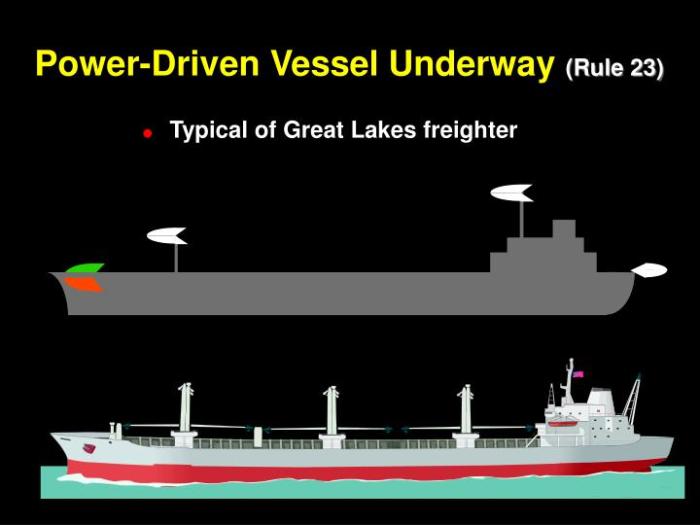 On power driven vessels navigation lights